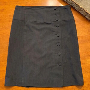 Anthropologie elevenses Button Detailed Zip Up Pencil Skirt, Charcoal, Size 10